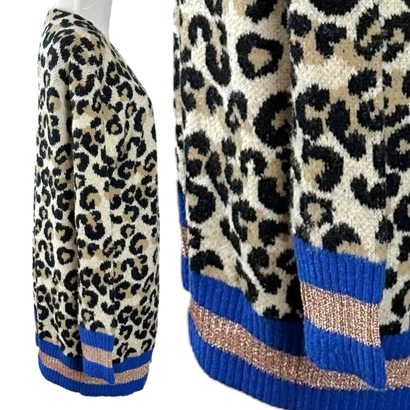 Revolve Central Park West Oversized Leopard Nio Chunky Knit Cardigan XS Striped - Picture 7 of 10